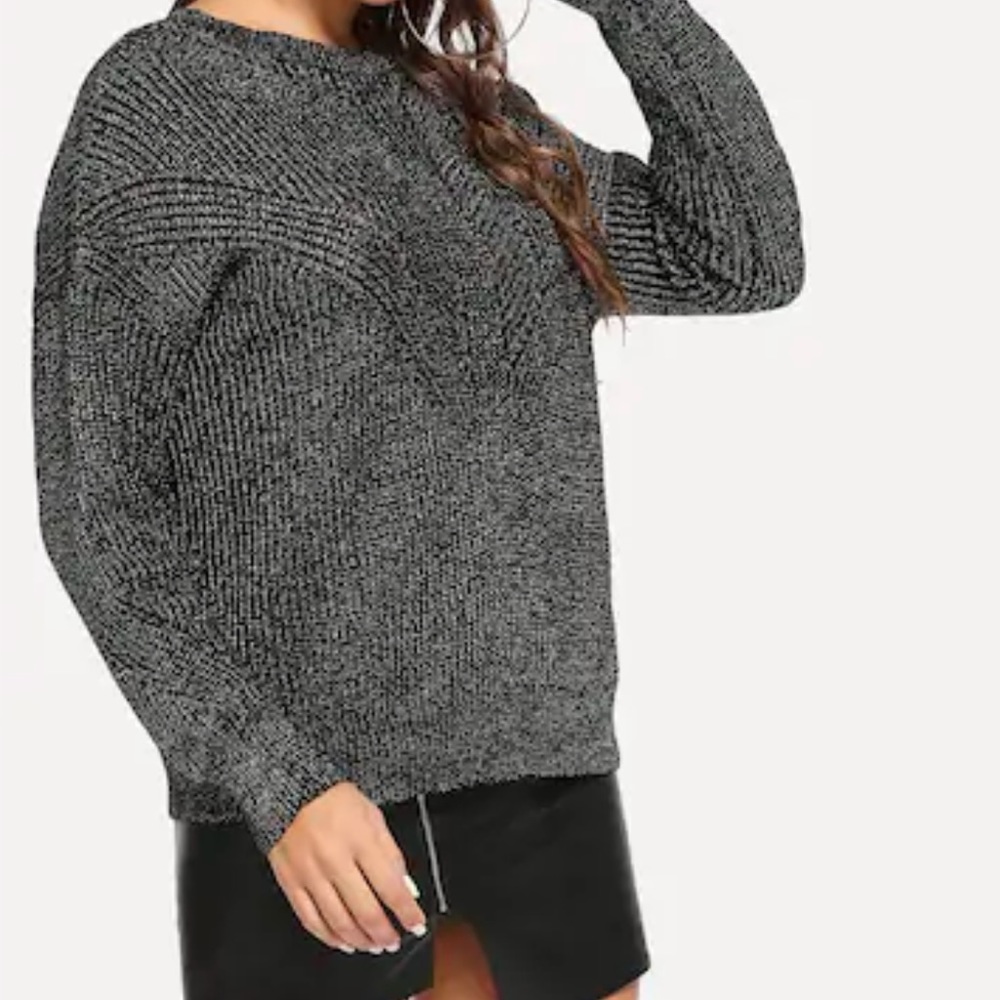 Knitted Lace Sweater Gray Black - Picture 5 of 6